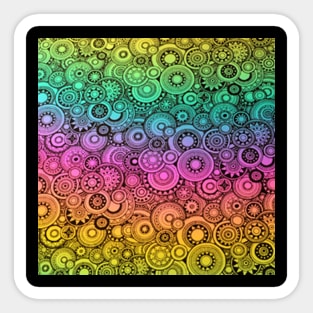 Rainbow Color Black Circle Sticker